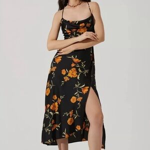 ASTR Gaia Dress in Black and Gold Floral